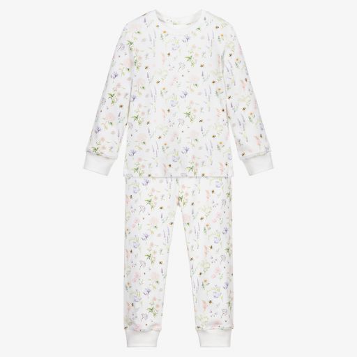 My Little Pie-Ivory Cotton Flower Pyjamas | Childrensalon