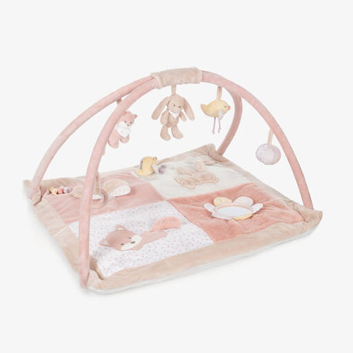 Nattou-Baby Girls Pink Plush Playmat (80cm) | Childrensalon