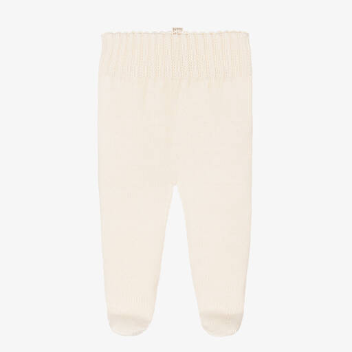 NaturaPura-Ivory Organic Cotton-Knit Baby Trousers | Childrensalon