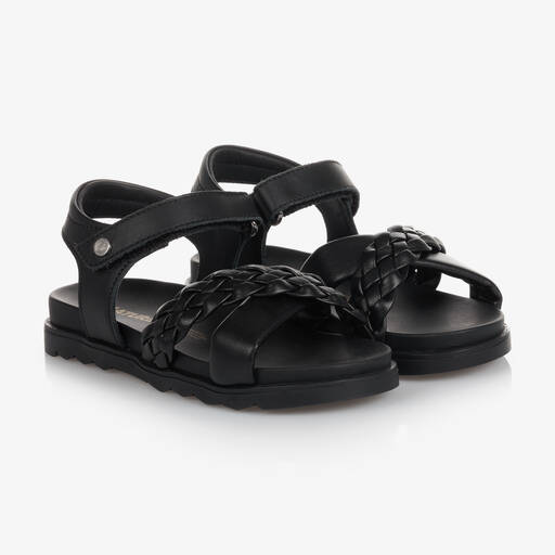 Naturino-Schwarze Flechtriemen-Ledersandalen | Childrensalon