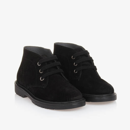 Naturino-Boys Black Suede Leather Ankle Boot | Childrensalon