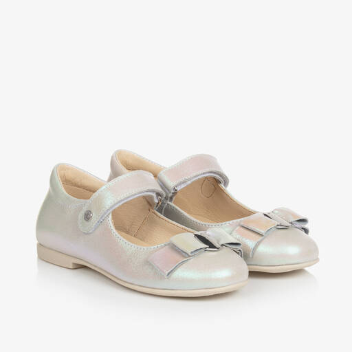 Naturino-Girls White Iridescent Bow Shoes | Childrensalon