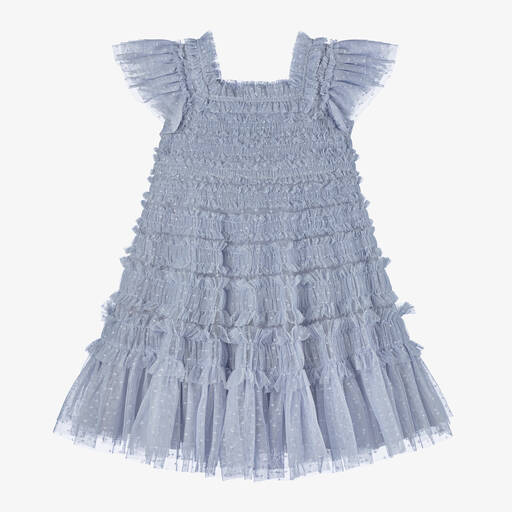 Needle & Thread-فستان تول بطبقات لون أزرق | Childrensalon