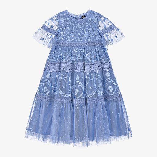 Needle & Thread-Girls Blue Tulle Lace Dress | Childrensalon