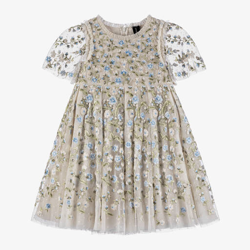 Needle & Thread-Кремовое платье с вышивкой в цветочек для девочек | Childrensalon