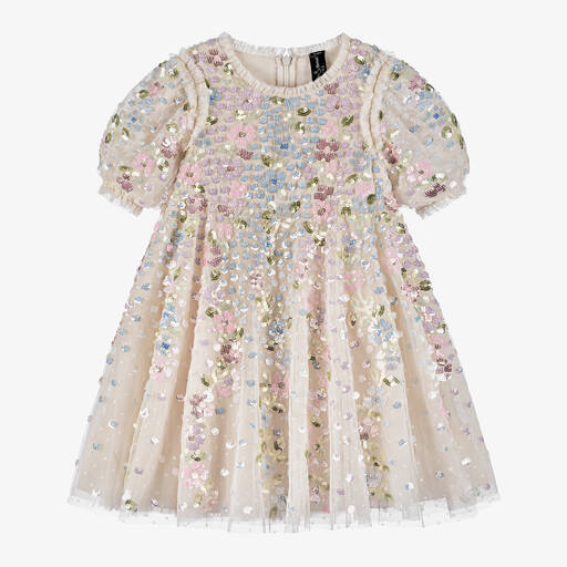 Needle & Thread-Girls Ivory Sequin Floral Dress | Childrensalon