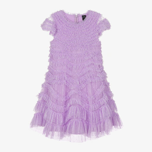 Needle & Thread-Robe lilas en tulle à volants fille | Childrensalon