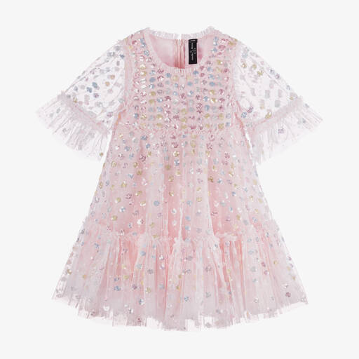 Needle & Thread-Girls Pale Pink Tulle Sequinned Dress | Childrensalon