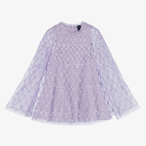 Needle & Thread-Girls Purple Tulle & Sequin Cape Dress | Childrensalon