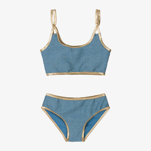 Nessi Byrd-Girls Blue Glitter Bikini (UV50) | Childrensalon
