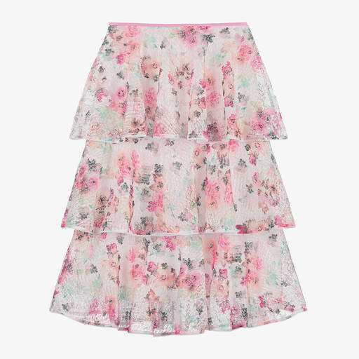 Nessi Byrd-Girls Pink Floral Lace Beach Skirt (UV50) | Childrensalon