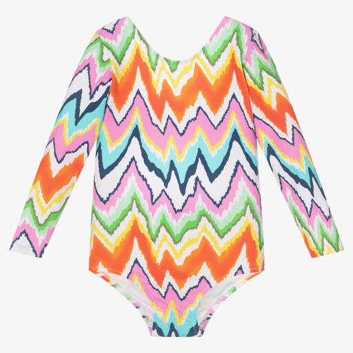 Nessi Byrd-Multicoloured Zigzag Swimsuit (UV50) | Childrensalon