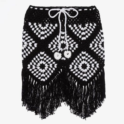 Nessi Byrd-Teen Girls Black Crochet Beach Skirt | Childrensalon