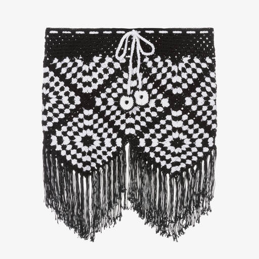 Nessi Byrd-Teen Girls Black & White Crochet Beach Skirt | Childrensalon