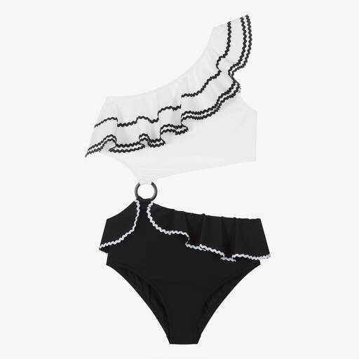 Nessi Byrd-Черно-белый купальник для подростков (UV50) | Childrensalon