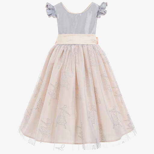 Nicki Macfarlane-Розово-серебристое платье из шелка и тюля | Childrensalon