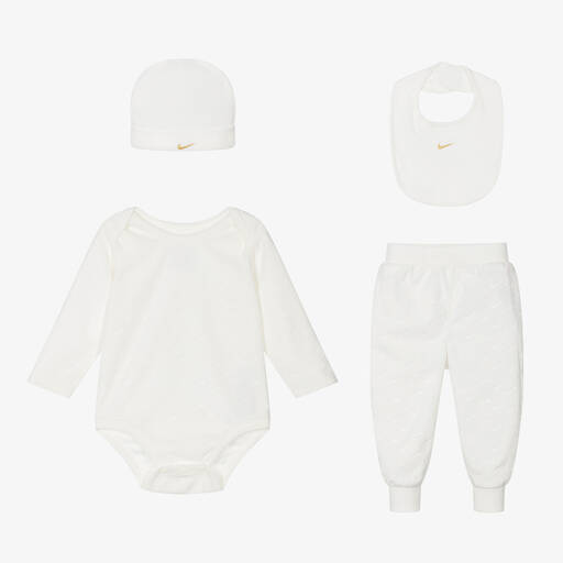 Nike-Baby Boys Ivory Velour Babysuit Set | Childrensalon