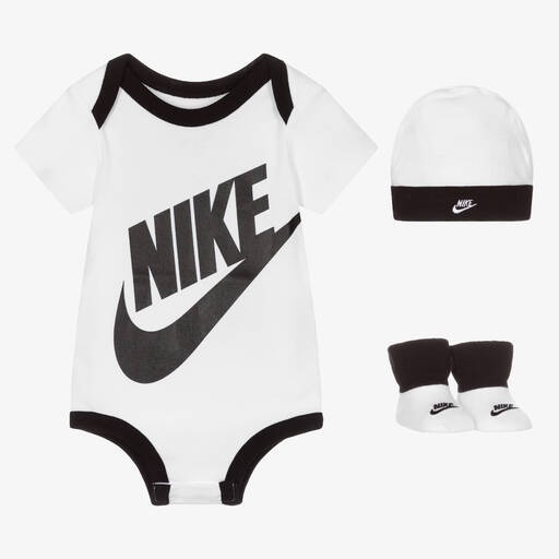 Nike-Baby Boys White Cotton Bodyvest Set | Childrensalon
