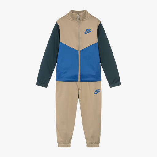 Nike-Beige Jersey Swoosh Logo Tracksuit | Childrensalon