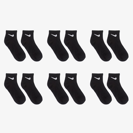 Nike-Socquettes noires (6 paires) | Childrensalon