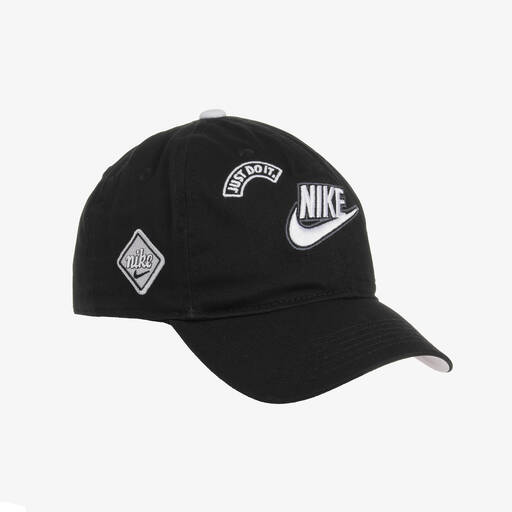 Nike-Black Cotton Badge Cap | Childrensalon