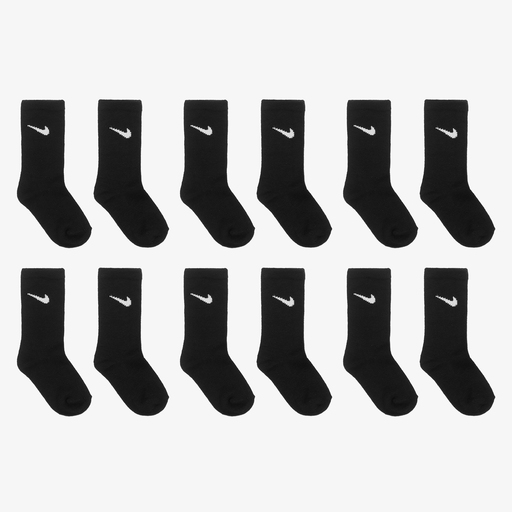 Nike-Black Cotton Socks (6 Pack) | Childrensalon
