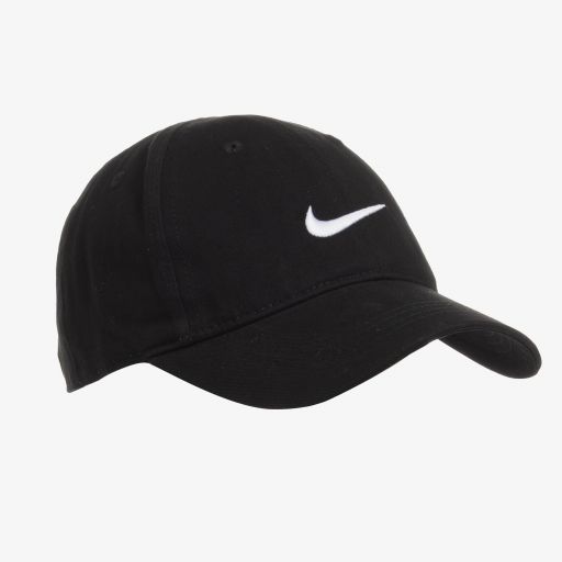Nike-Black Cotton Twill Logo Cap | Childrensalon