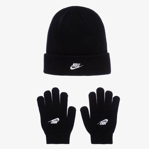 Nike-Black Knitted Hat Set | Childrensalon