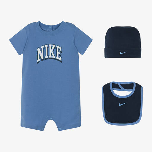Nike-Blue Cotton Baby Shortie Set | Childrensalon