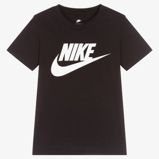 Nike-Boys Black Cotton Logo T-Shirt | Childrensalon