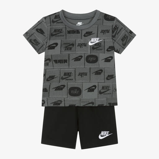 Nike-Boys Black Cotton Shorts Set | Childrensalon