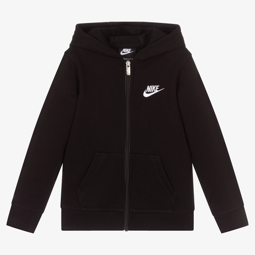 Nike-Boys Black Zip-Up Hooded Top | Childrensalon