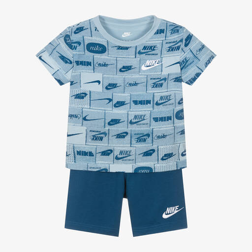 Nike-Boys Blue Cotton Shorts Set | Childrensalon