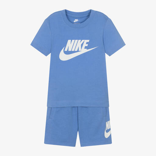 Nike-طقم شورت قطن جيرسي لون أزرق للأولاد | Childrensalon