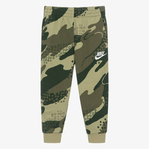 Nike-Boys Green Cotton Camouflage Joggers | Childrensalon