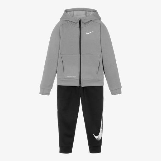 Nike-Boys Grey & Black Zip-Up Tracksuit | Childrensalon