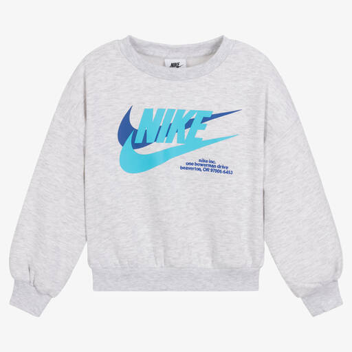 Nike-Boys Grey Logo Sweatshirt | Childrensalon