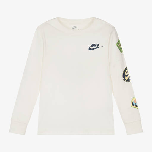Nike-Boys Ivory Cotton Badge Graphic Top | Childrensalon