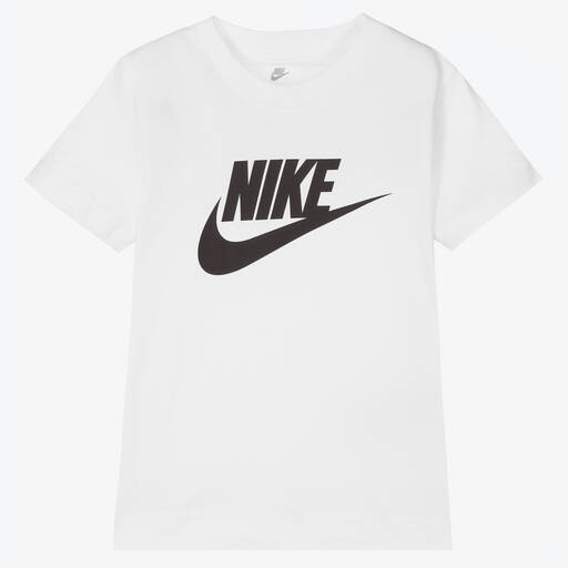 Nike-Boys White Cotton Logo T-Shirt | Childrensalon