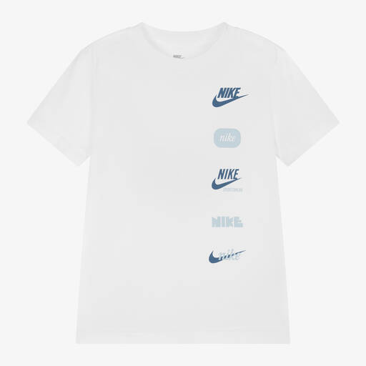 Nike-Boys White Multi Logo T-Shirt | Childrensalon