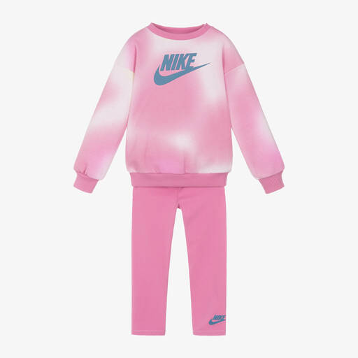 Nike-Girls Pink Cotton Leggings Set | Childrensalon