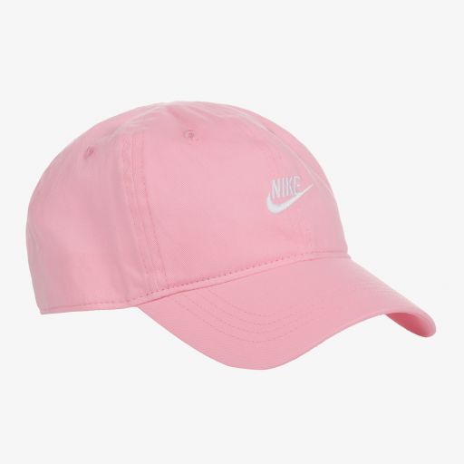 Nike-Girls Pink Cotton Logo Cap | Childrensalon