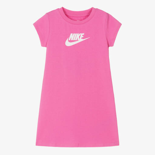Nike-Rosa Baumwoll-T-Shirt-Kleid für Mädchen | Childrensalon