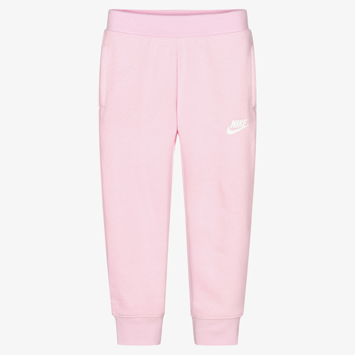 Nike-Girls Pink Logo Cotton Joggers | Childrensalon