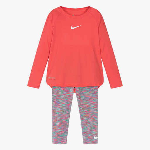 Nike-Girls Pink Sports Leggings Set | Childrensalon