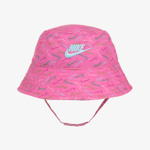 Nike-Girls Pink Swoosh Logo Bucket Hat | Childrensalon