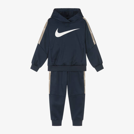 Nike-Navy Blue Swoosh Logo Tracksuit | Childrensalon