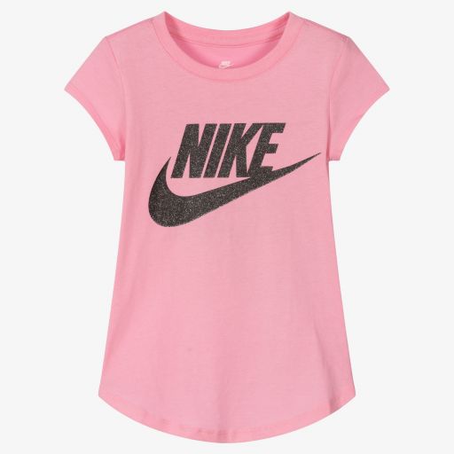 Nike-Pink & Black Logo T-Shirt | Childrensalon