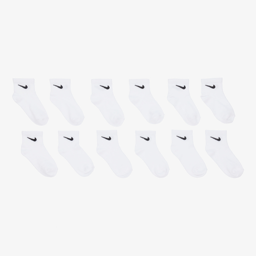 Nike-White Ankle Socks (6 Pack) | Childrensalon