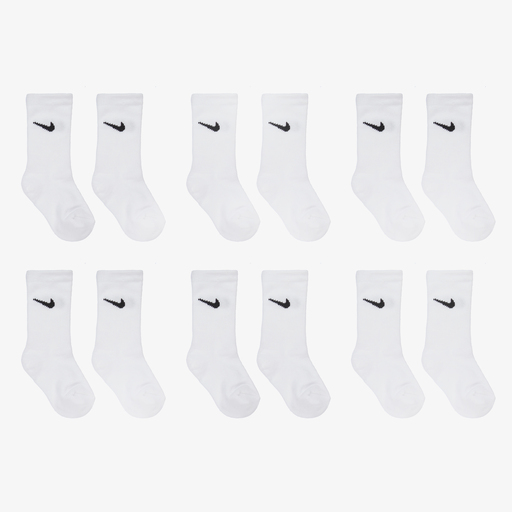 Nike-White Logo Socks (6 Pack) | Childrensalon